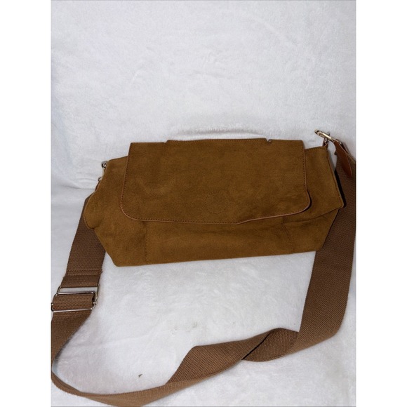 The Unbranded Brand Handbags - Faux Suede Slouchy Envelope Crossbody/Messenger Bag Woven Strap Modern Casual